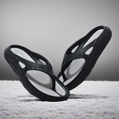 Men's Black & Grey Solid  Casual Flip Flop
