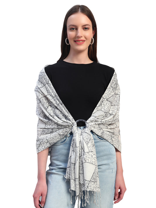 Women's Printed Beige Scarf