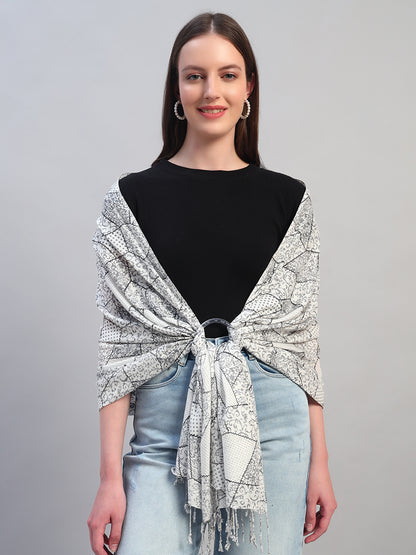 Women's Printed Beige Scarf