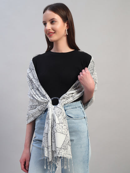 Women's Printed Beige Scarf