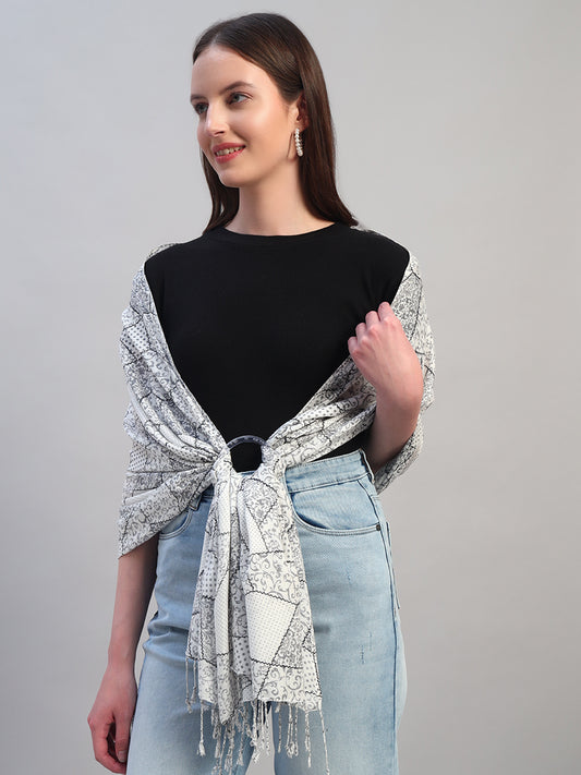 Women's Printed Beige Scarf