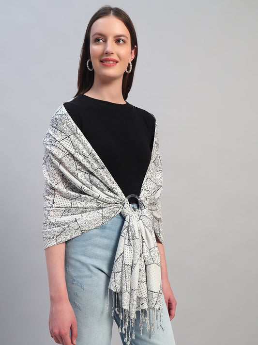 Women's Printed Beige Scarf