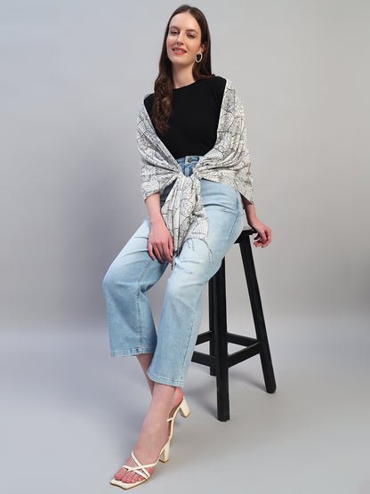 Women's Printed Beige Scarf