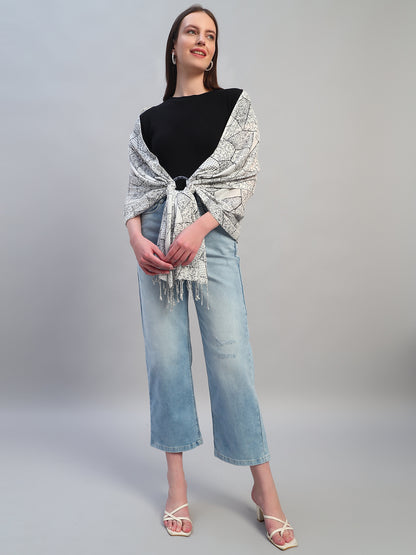 Women's Printed Beige Scarf