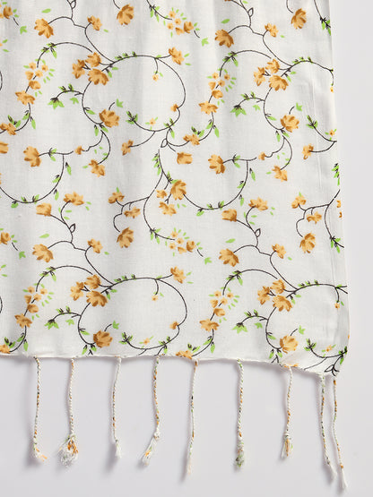 Women's Printed White Scarf