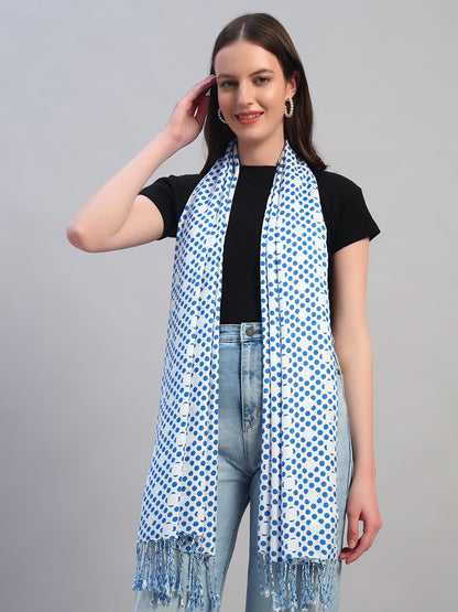 Women's Printed Sky Blue Scarf