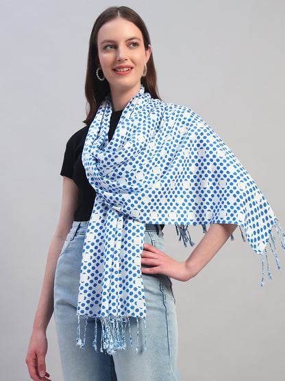 Women's Printed Sky Blue Scarf