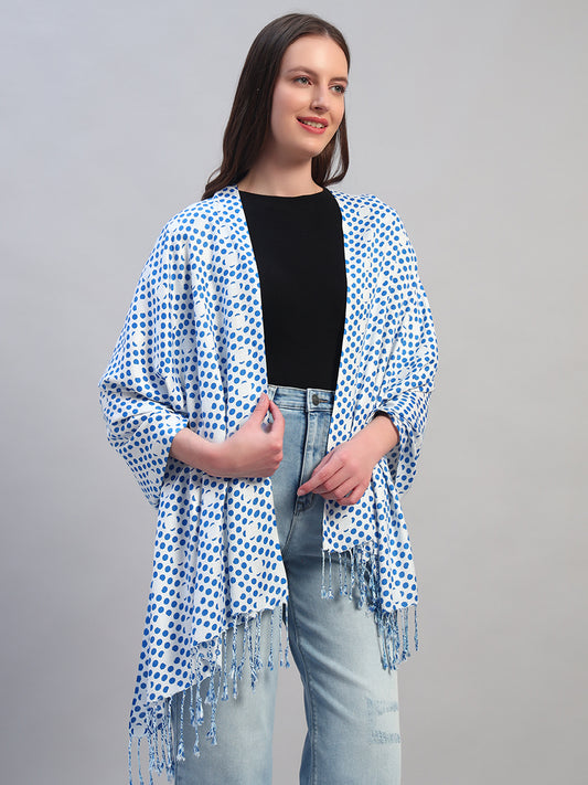 Women's Printed Sky Blue Scarf