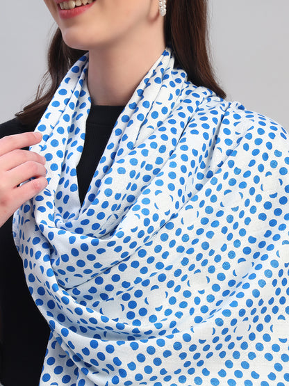Women's Printed Sky Blue Scarf