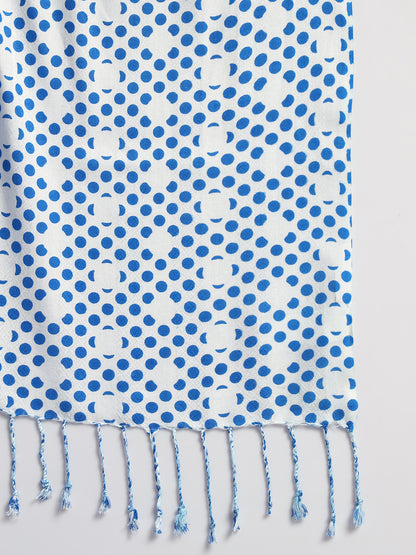 Women's Printed Sky Blue Scarf