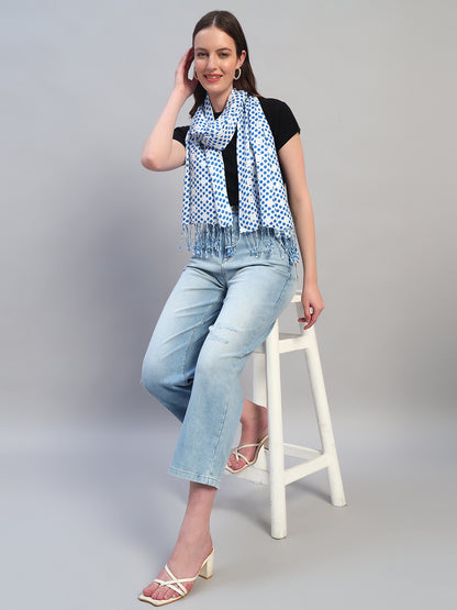Women's Printed Sky Blue Scarf