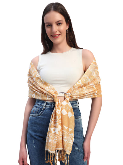 Women's Printed Beige Scarf