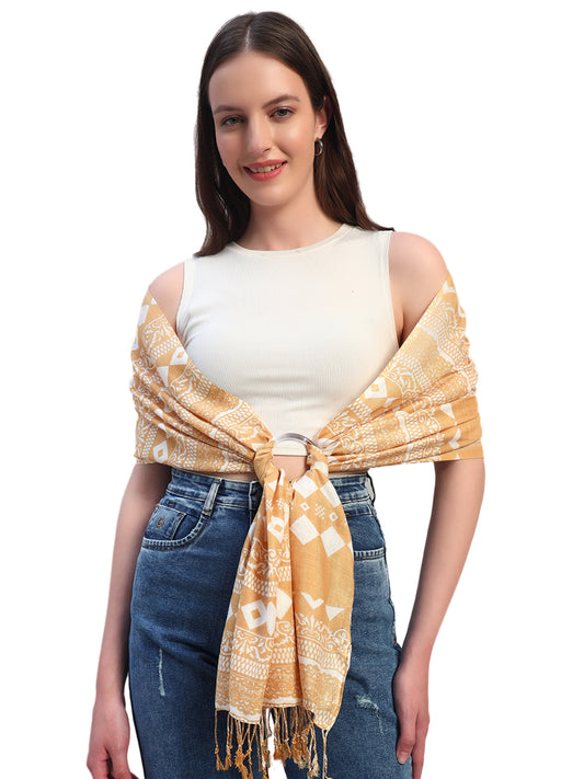 Women's Printed Beige Scarf