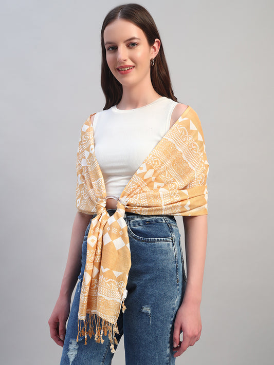 Women's Printed Beige Scarf