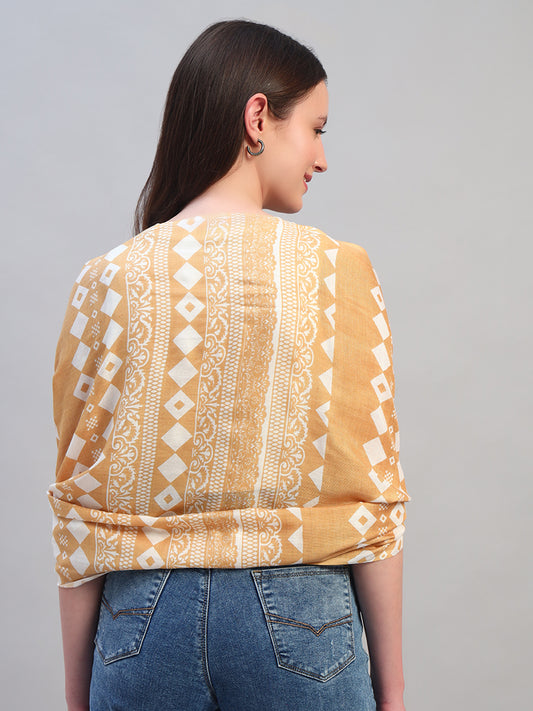 Women's Printed Beige Scarf