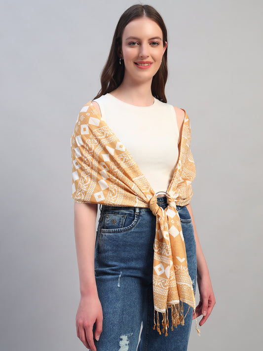 Women's Printed Beige Scarf