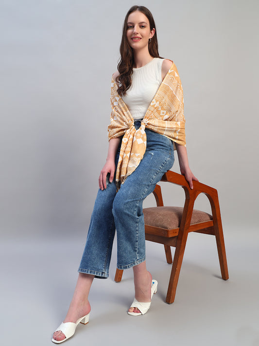 Women's Printed Beige Scarf