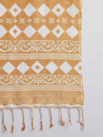 Women's Printed Beige Scarf