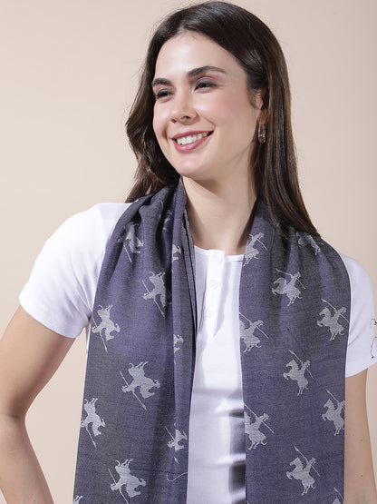 Women's Printed Navy Scarf