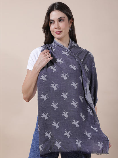 Women's Printed Navy Scarf