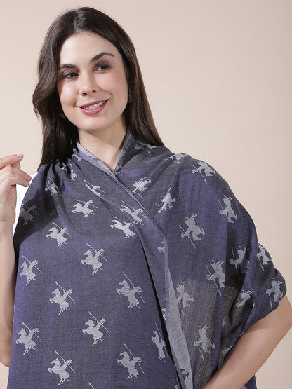 Women's Printed Navy Scarf