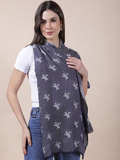 Women's Printed Navy Scarf