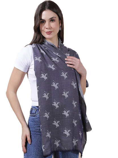 Women's Printed Navy Scarf