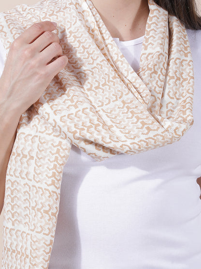 Women's Printed Beige Scarf