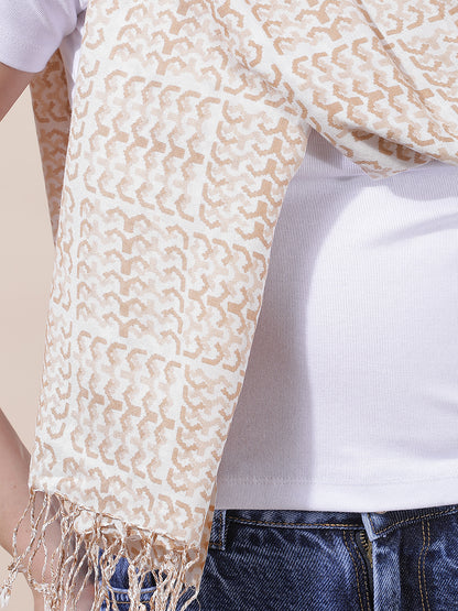 Women's Printed Beige Scarf