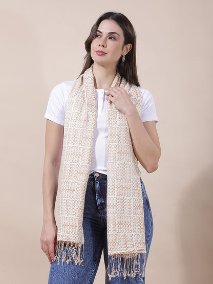 Women's Printed Beige Scarf