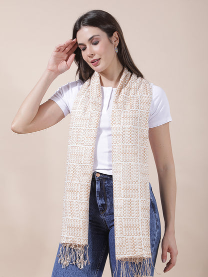 Women's Printed Beige Scarf