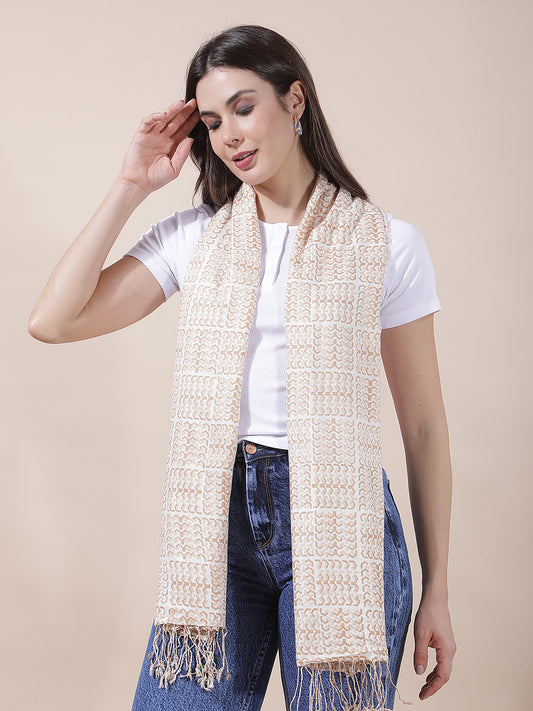 Women's Printed Beige Scarf