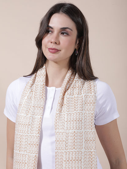 Women's Printed Beige Scarf