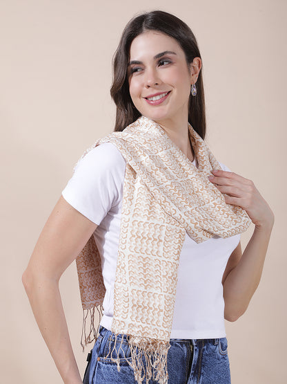 Women's Printed Beige Scarf