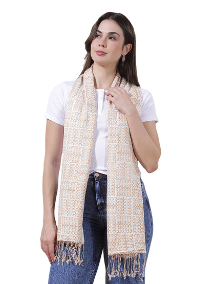 Women's Printed Beige Scarf