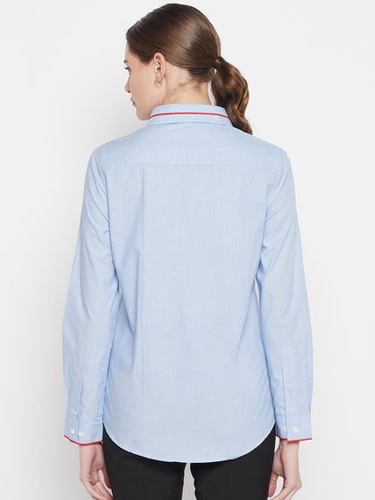 Women's Formal  Sky Blue Regular Full Sleeve  Shirt