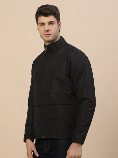 Jacket for Men | Premium Casual Jacket Smart Fit Mock Neck Poly Blend Fabric Solid Pattern