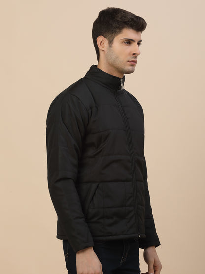 Jacket for Men | Premium Casual Jacket Smart Fit Mock Neck Poly Blend Fabric Solid Pattern