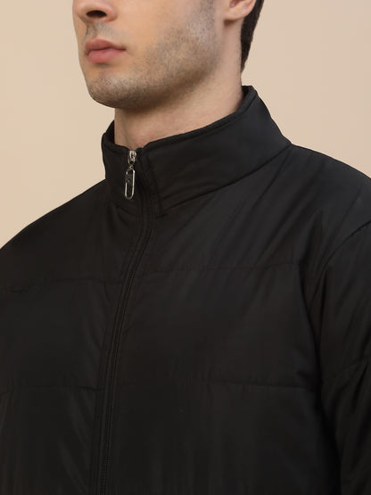 Jacket for Men | Premium Casual Jacket Smart Fit Mock Neck Poly Blend Fabric Solid Pattern