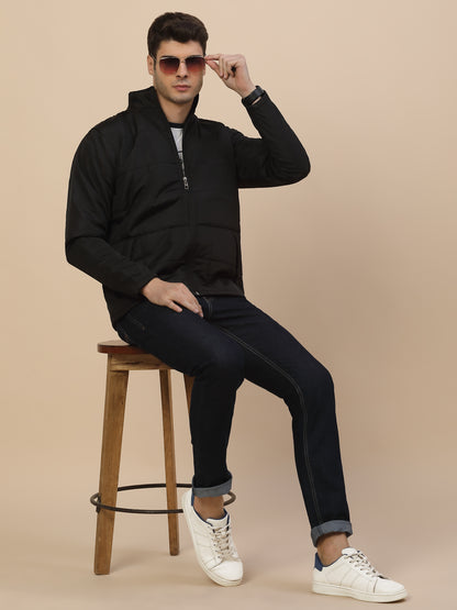 Jacket for Men | Premium Casual Jacket Smart Fit Mock Neck Poly Blend Fabric Solid Pattern