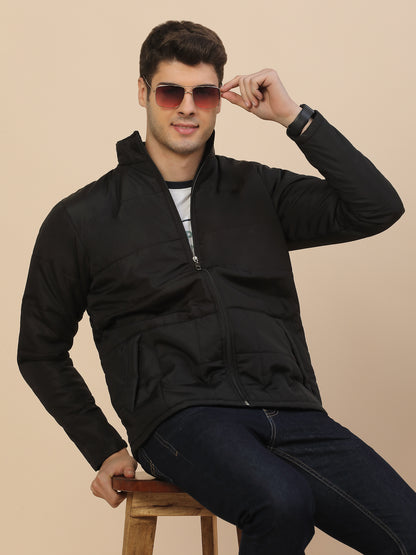 Jacket for Men | Premium Casual Jacket Smart Fit Mock Neck Poly Blend Fabric Solid Pattern