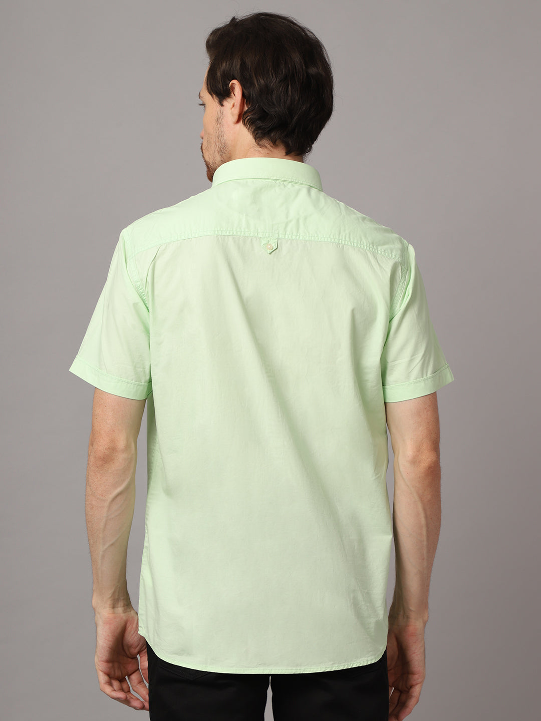 Cantabil Cotton Solid Light Green Half Sleeve Regular Fit Casual Shirt for Men with Pocket (7053791035531)