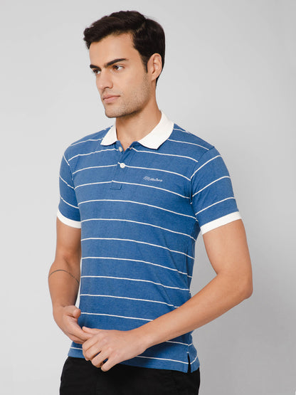 Cantabil Men Blue Melange T-Shirt (7114315399307)