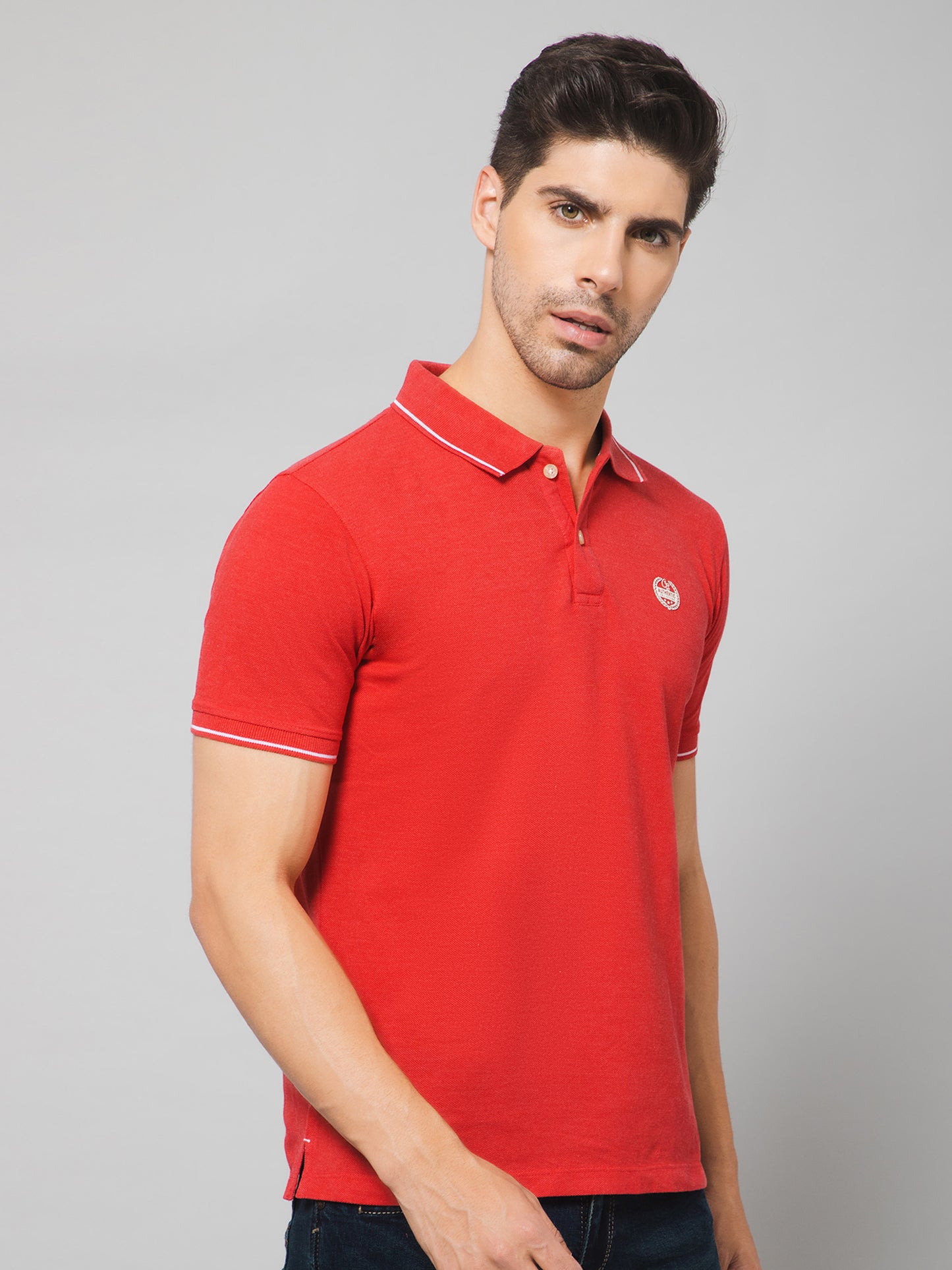 Cantabil Men Red Melange T-Shirt (7132815097995)