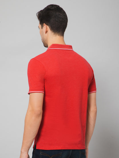 Cantabil Men Red Melange T-Shirt (7132815097995)