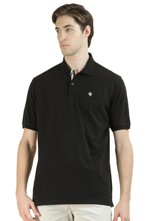 T-Shirt for Men | Breathable & Soft with Color Fastness Regular Fit Polo Neck Poly Cotton Fabric Solid Pattern