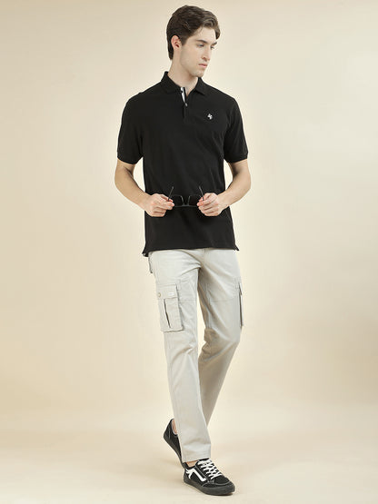 T-Shirt for Men | Breathable & Soft with Color Fastness Regular Fit Polo Neck Poly Cotton Fabric Solid Pattern
