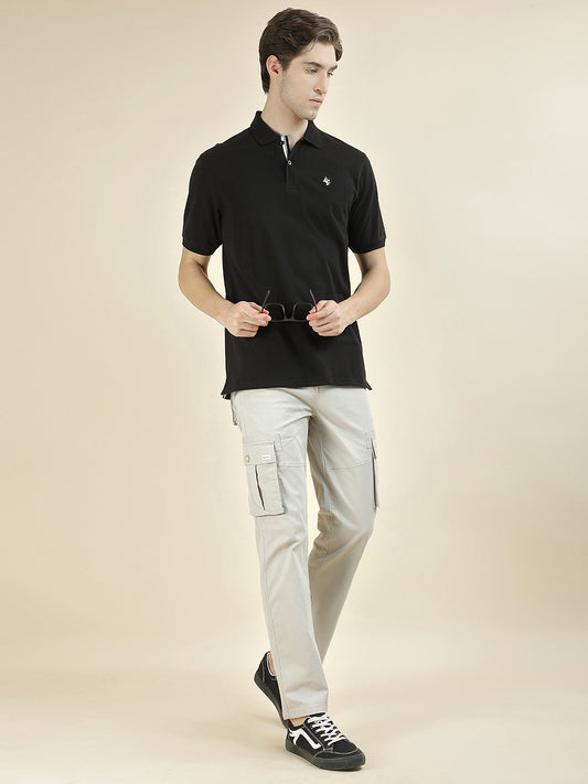 T-Shirt for Men | Breathable & Soft with Color Fastness Regular Fit Polo Neck Poly Cotton Fabric Solid Pattern