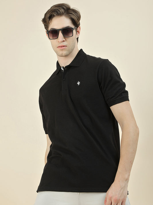 T-Shirt for Men | Breathable & Soft with Color Fastness Regular Fit Polo Neck Poly Cotton Fabric Solid Pattern