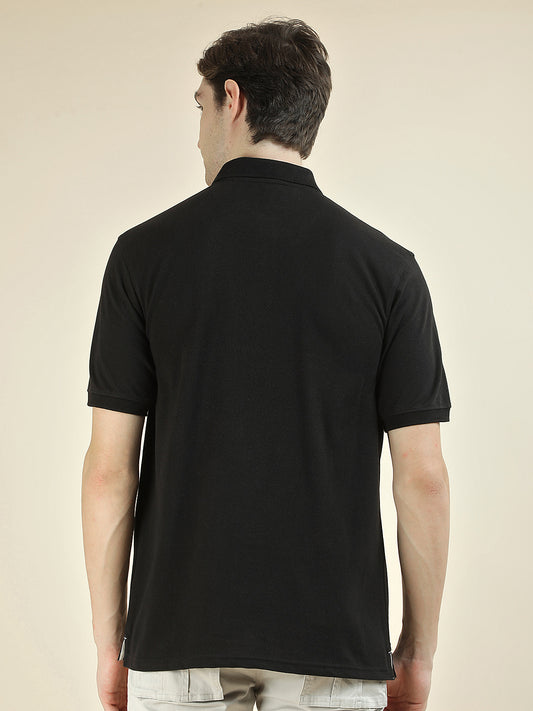 T-Shirt for Men | Breathable & Soft with Color Fastness Regular Fit Polo Neck Poly Cotton Fabric Solid Pattern